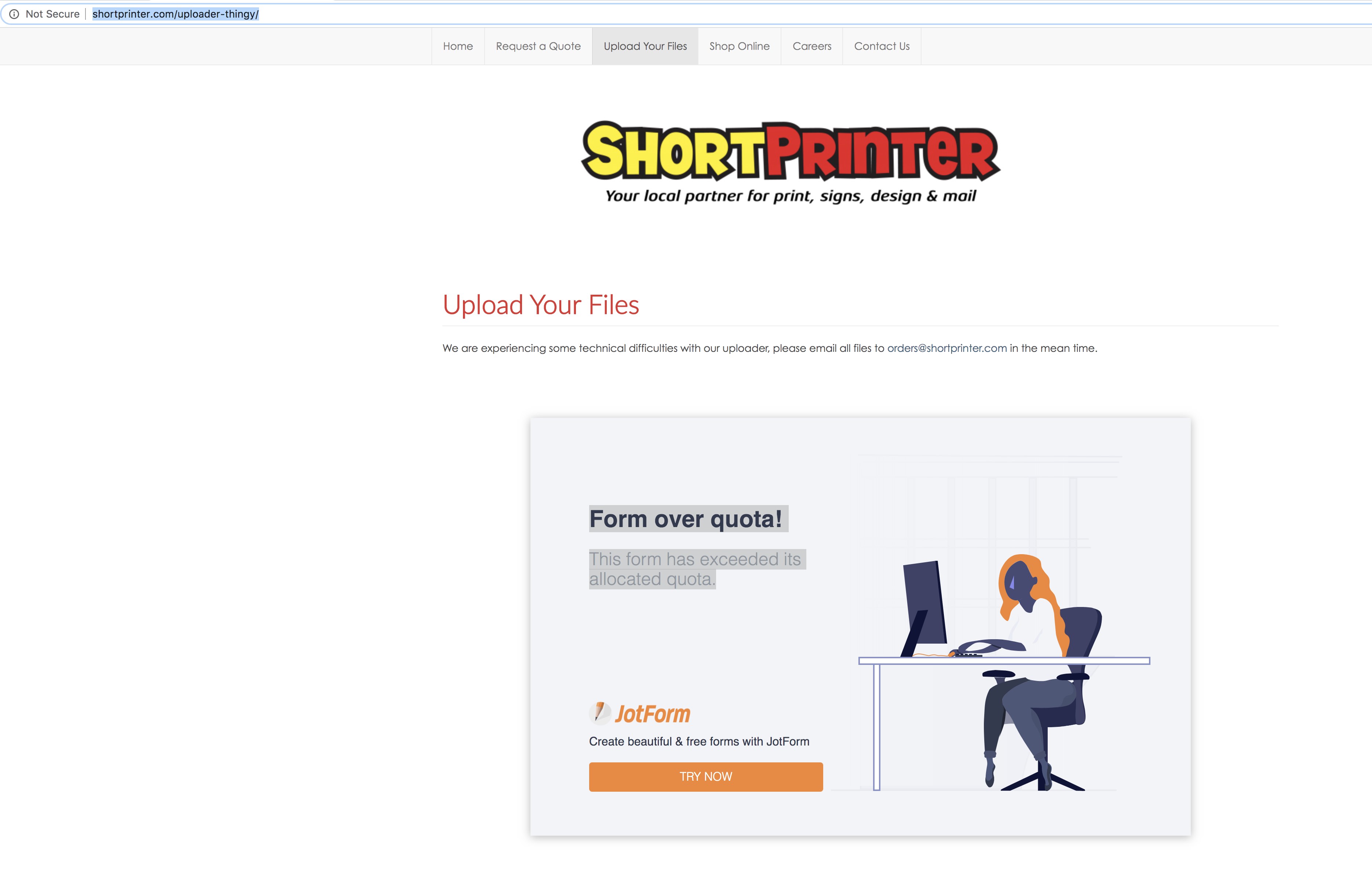 Getting Form over quota! This form has exceeded its allocated quota